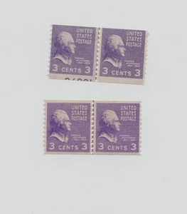 2--U S Stamps --#842--joint line pairs--partial number on one--mnh/og - Picture 1 of 2