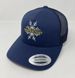 Big Sky (Montana) Winterfest Navy Blue Trucker Hat Adult SnapBack Mesh Cap *New - Picture 1 of 7