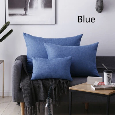 2pcs Solid Color Cushion Cover Pillow Cases Large Rectangle Sofa Car Home Decor - Image 1 of 4