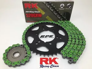 Green 2007-17 ZX-6R Ninja RK GXW 16/43 OEM Ratio Racing Chain and Sprocket Kit - Picture 1 of 7