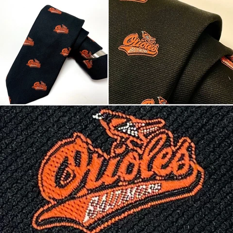 VTg 80's Ralph Marlin Black Necktie MLB Baltimore Orioles LOGO Baseball Novelty Cover