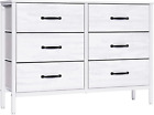 LYNCOHOME Bedroom Chest of Drawer White, Fabric Storage Drawer Easy to Assemble,