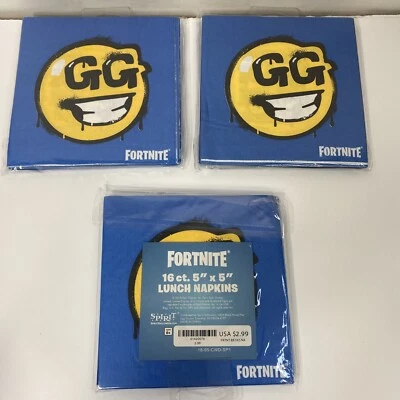 Fortnite Theme Birthday Party Napkins Lunch GG Battle Bus 5”x 5 Supply Set Of 3 - Image 1 of 3