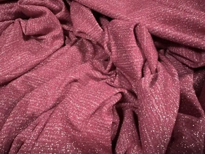 Super Stretch Metallic Lurex Jersey Fabric, Per Metre - Dual Face - Raspberry - Picture 1 of 4