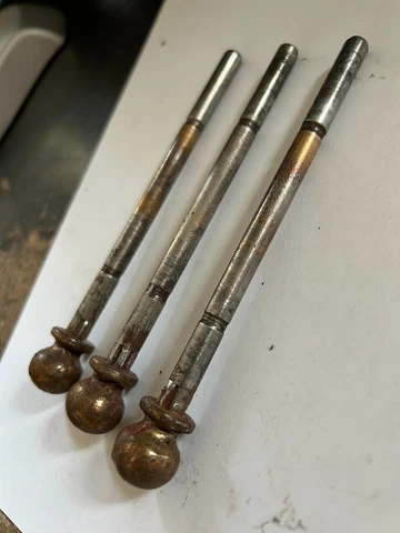 3 OLD 5 3/8" CANNONBALL TOP TIP PINS FOR 1922 ART CRAFT BRASS PLATE 5 x 5 HINGE Cover