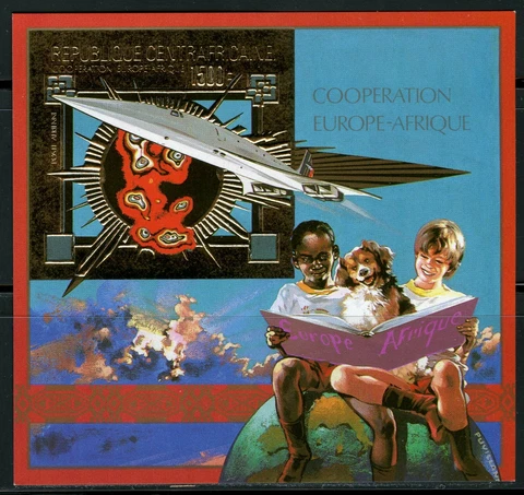 Center Africa 1980 Europa Concorde Gold Foil Michel Bloc 98 B Imperfect Cover
