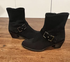 STUART WEITZMAN Gore-Tex Stretch Black Mid Heeled Ankle Bootie Size 8 - Picture 1 of 11