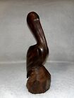 Vintage midcentury hand carved wooden pelican collectable rare sculpture antique