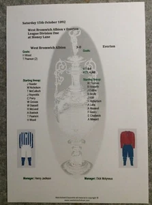1892-93 West Bromwich Albion v Everton Div 1 Matchsheet - Picture 1 of 1