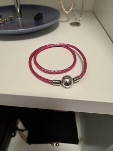 Pandora Double Braided Pink Leather Bracelet 15"/38cm 590734CHP-D2