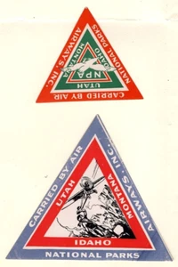 NATIONAL PARKS  Airways (2) AIRLINE BAGGAGE LABEL , UTAH, IDAHO, MONTANA , m,vf - Picture 1 of 1