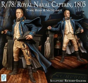 Alexandros Models 75mm Royal Naval Captain 1805 R/78 Unpainted MetalResin kit * - Picture 1 of 6