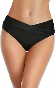 TemptMe Women Twist Bikini BottomModerate High Cut Bathing Suit Bottoms Ruched S - Picture 1 of 8