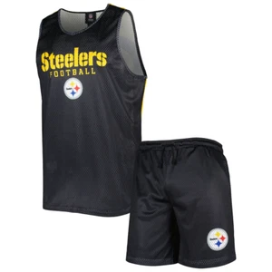 Pittsburgh Steelers NFL Colorblock V-Neck Sleveless Mesh Tee & Mesh Shorts Set - Picture 1 of 1