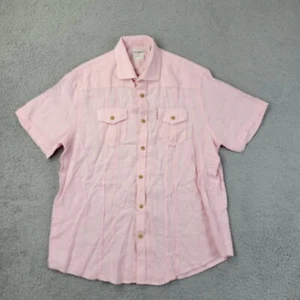 Baird McNutt Murano Shirt Mens Large Pink 100% Linen Button Up Short Sleeve - Picture 1 of 10