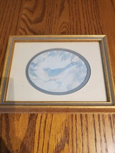 Vintage kleines Original Pastell Vogel Gemälde Eastern Bluebird gerahmt Wikstrom - Bild 1 von 6