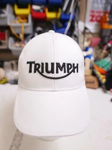 Triumph Logo Motorcycle Biker Baseball Cap Embroidered white strapback - Picture 1 of 10