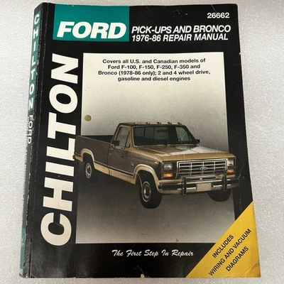 Chiltons Ford Pick-Ups and Bronco 1976-86 Repair Manual 26662 Gasoline & Diesel Foto 1 de 4