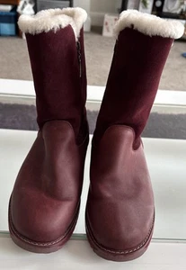 EMU AUSTRALIA LATROBE WATERPROOF SHEEPSKIN MID CUFF MAROON BOOT SIZE UK 8 - Picture 1 of 12