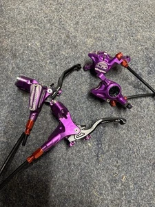 Hope Tech 3 X2 Purple brakes Both Front And Rear. VGC. - Picture 1 of 9