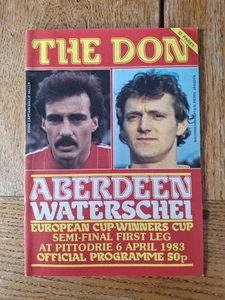 Aberdeen v Waterschei CWC Semi Final 1st Leg 6th April 1983 Rare Programme - Picture 1 of 4