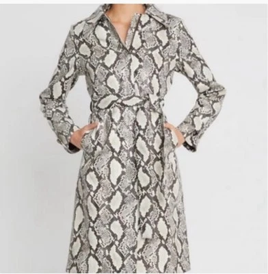 NWT Choosy Elizabeth Faux Snakeskin Trench Coat Lined Belted Women's Size S - Image 1 of 4