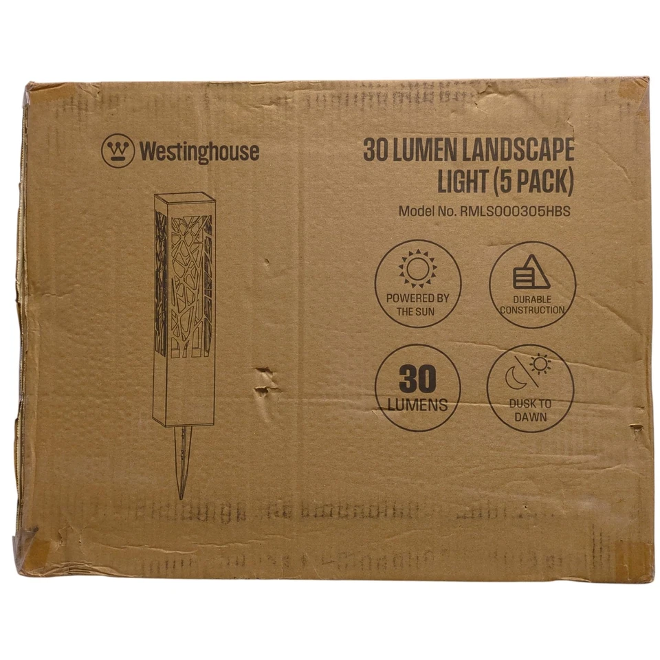Luces LED de camino solar Westinghouse 30 lúmenes, paquete de 5, negras Foto 1 de 1