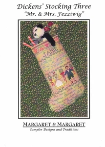 Margaret & Margaret Dickens' Stocking Mr. & Mrs. Fezziwig Cross Stitch Pattern - Picture 1 of 1
