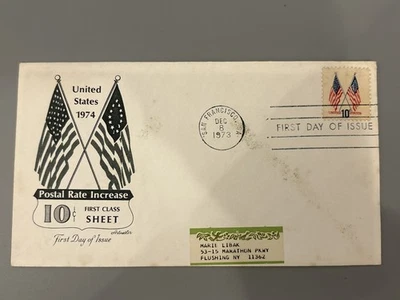 1973 10c Crossed Flags First Day Cover Artmaster San Francisco Postal Rate 1974 - Image 1 of 4