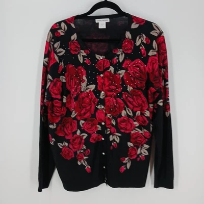 Женский официальный праздничный красный и черный кардиган со стразами Cathy Daniels размер XL  - Изображение 1 из 4