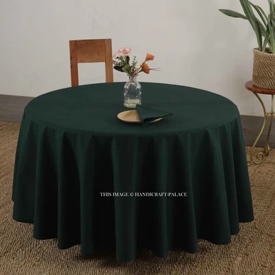 Cotton Round Tablecloth Boho Green Solid Table Cloth Covers Set Tablecloth - Image 1 of 4