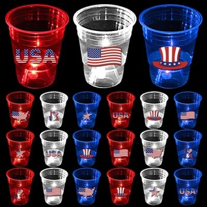 24 Pcs Glow Patriotic Party Decorations, 4th of July Party Cups Pack, USA Cit... - Picture 1 of 7