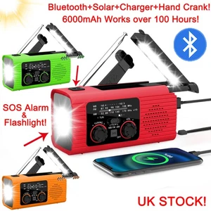 Emergency Wind Up Radio Hand Crank Solar AM/FM Power Bank Charger LED Torch - Picture 1 of 14