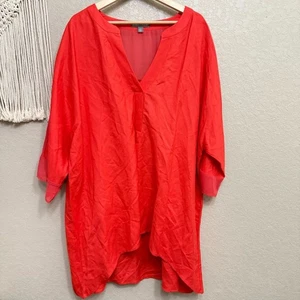 Jessica London Übergröße 26 W Leinenmischung oversized rot kastig 3/4 Arm Tunika - Bild 1 von 8