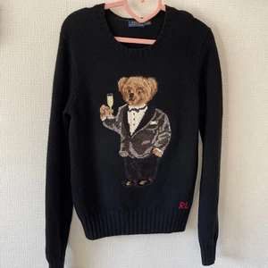 Polo Ralph Lauren Polo Oso Suéter Negro Lana Lentejuelas Esmoquin Tejido Raro Excelente - Imagen 1 de 11
