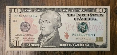 *UNCIRCULATED* 2017A STROBOGRAMMATIC FANCY SERIAL NUMBER 10 Dollar Bill 61669919 - Image 1 of 4