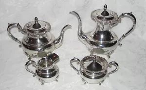 Vintage Japanese .950 Sterling Silver Coffee and Tea Service 4 Piece in Box - Picture 1 of 13