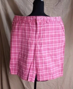 Classic Elements, Pink Plaid Bermuda Shorts, Women's 12, Stretch Cotton - Picture 1 of 8