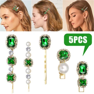 5PCS Emerald Vintage Hair Clips Snap Barrette Hairpin Accessories for Women Girl - Picture 1 of 9
