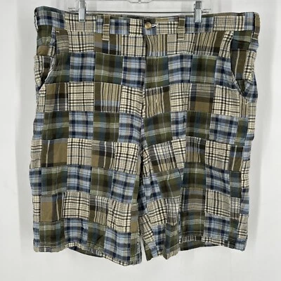 Tommy Hilfiger Mens Green Chino Shorts Madras Plaid Checkered Cotton Size 42 Y2K - Image 1 of 4