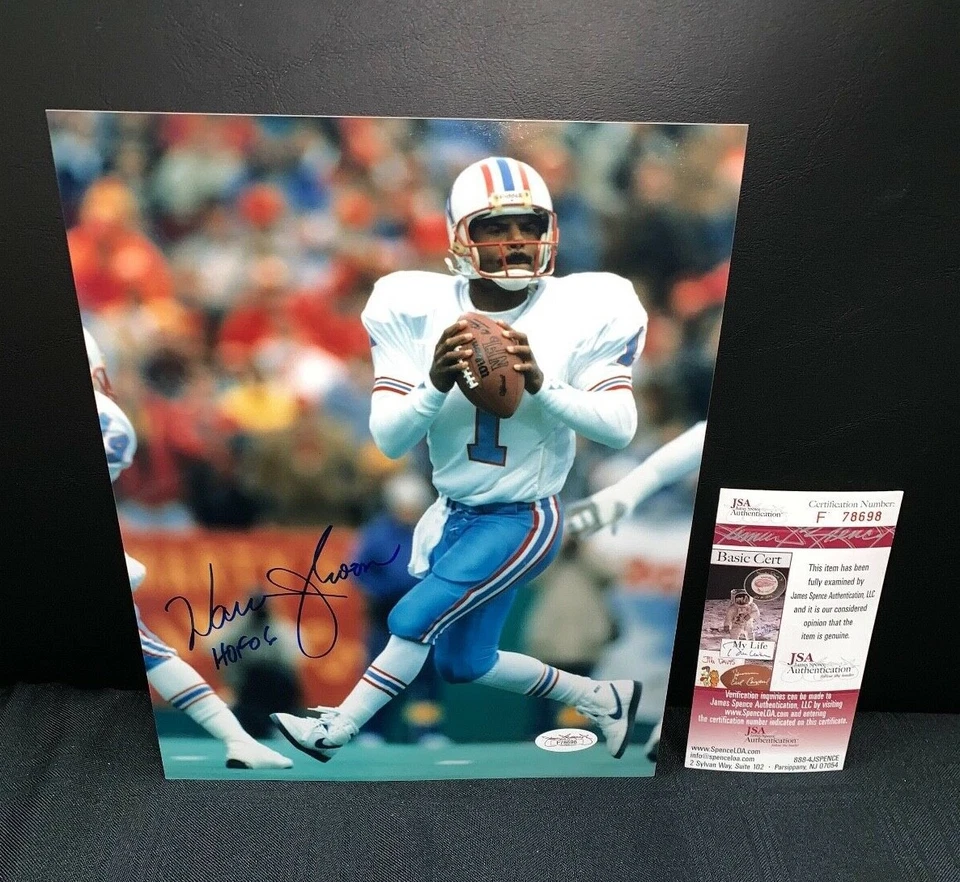 WARREN MOON HOUSTON OILERS SIGNED 8X10 PHOTO W/JSA COA F78698 HOF - Image 1 of 1