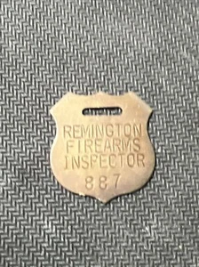 Remington Firearms Inspector Gun Fob/ Pendant Retro Oxidized Brass Shield - Picture 1 of 4