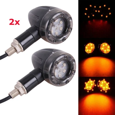 Luz de freno LED de señal de giro universal para motocicleta intermitente ámbar para Harley Honda Foto 1 de 4