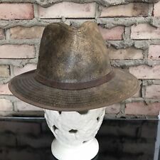 Vtg Safari Hat Henschel Hat Company USA Suede Leather Sz Large Brown Exc. Cond