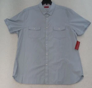 ALFANI Mens XXL Short Sleeve Shirt Slim Fit Button Up/Down Blue Pockets - Picture 1 of 11
