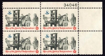 Scott #1476 Rise of the Spirit of Independence Plate Block of 4 Stamps - MNH - Image 1 of 2