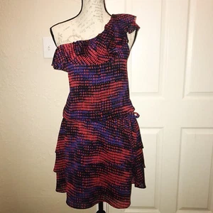 The Limited women’s XL one shoulder dress layered skirt black red blue NWT - Picture 1 of 4