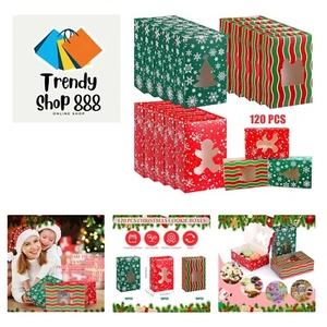 120 Pcs Christmas Cookie Boxes 9 x 6 x 3 inch Christmas Treat Boxes with Wind... - Picture 1 of 7