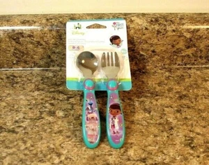 Disney Doc McStuffins Toddler Fork and Spoon Flatware Set  NEW - Picture 1 of 2