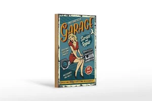 Holzschild Retro 12x18 cm Pinup motorcycle Garage 24service  Schild wooden sign - Bild 1 von 5